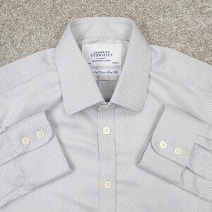 Charles Tyrwhitt Dress Shirt Adult 15 1/2, 34 Gray Non Iron Extra Slim Fit L/S